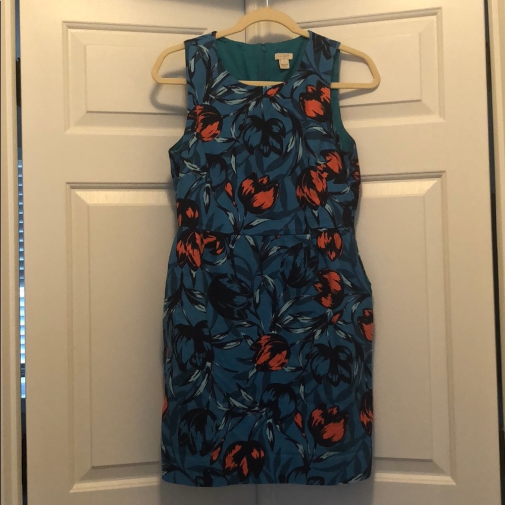 J. Crew Factory Blue and Orange Floral Dress 🍊